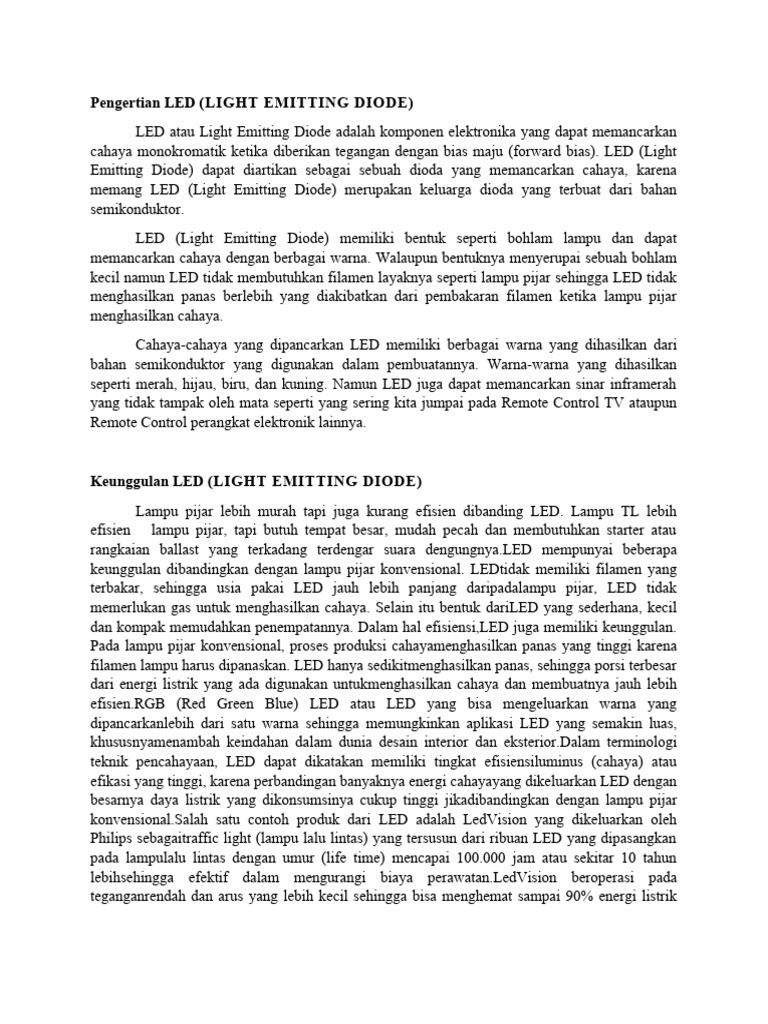Pengertian dan Keunggulan LED | PDF