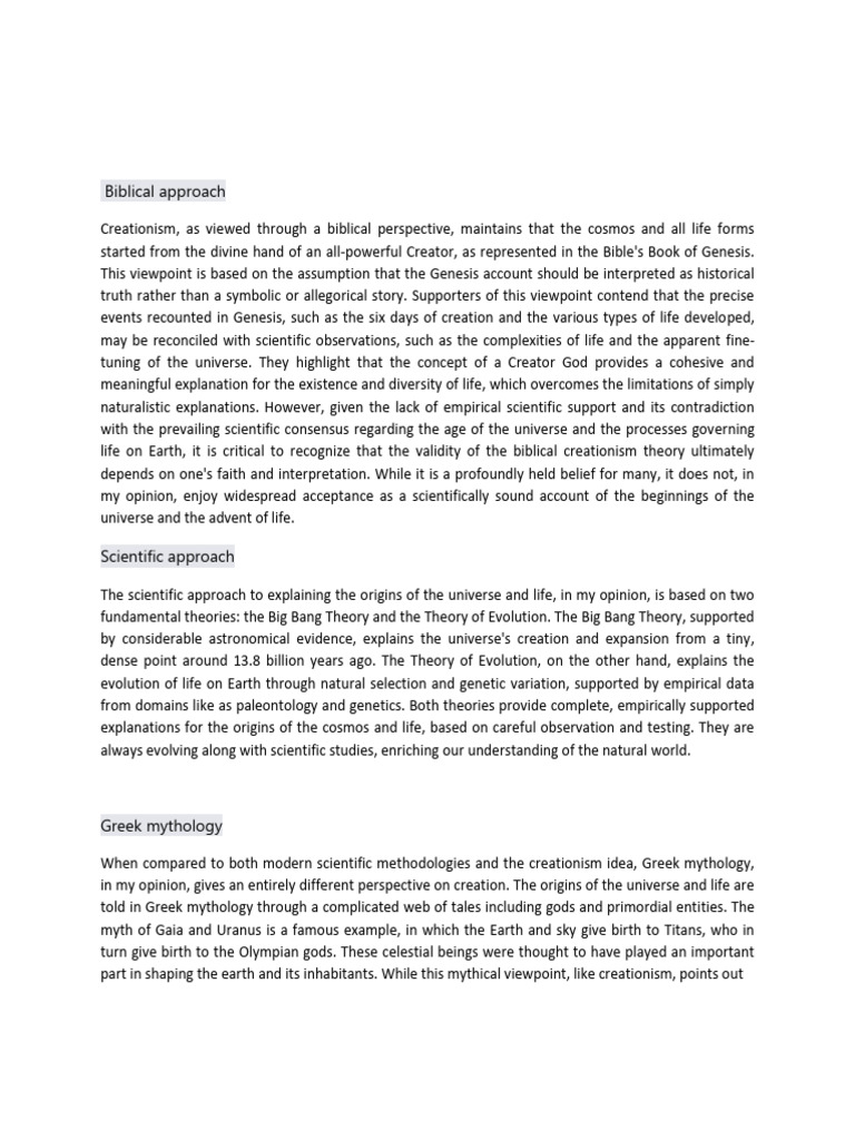 Creationism PDF Creationism Greek Mythology