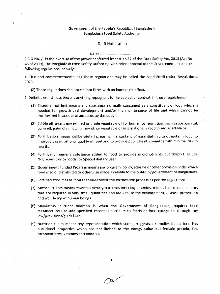 Food Fortification Regulation 2023 PDF