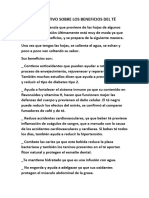 Texto Expositivo Sobre Los Beneficios Del Té. David Ortega Carrasco 2 C.