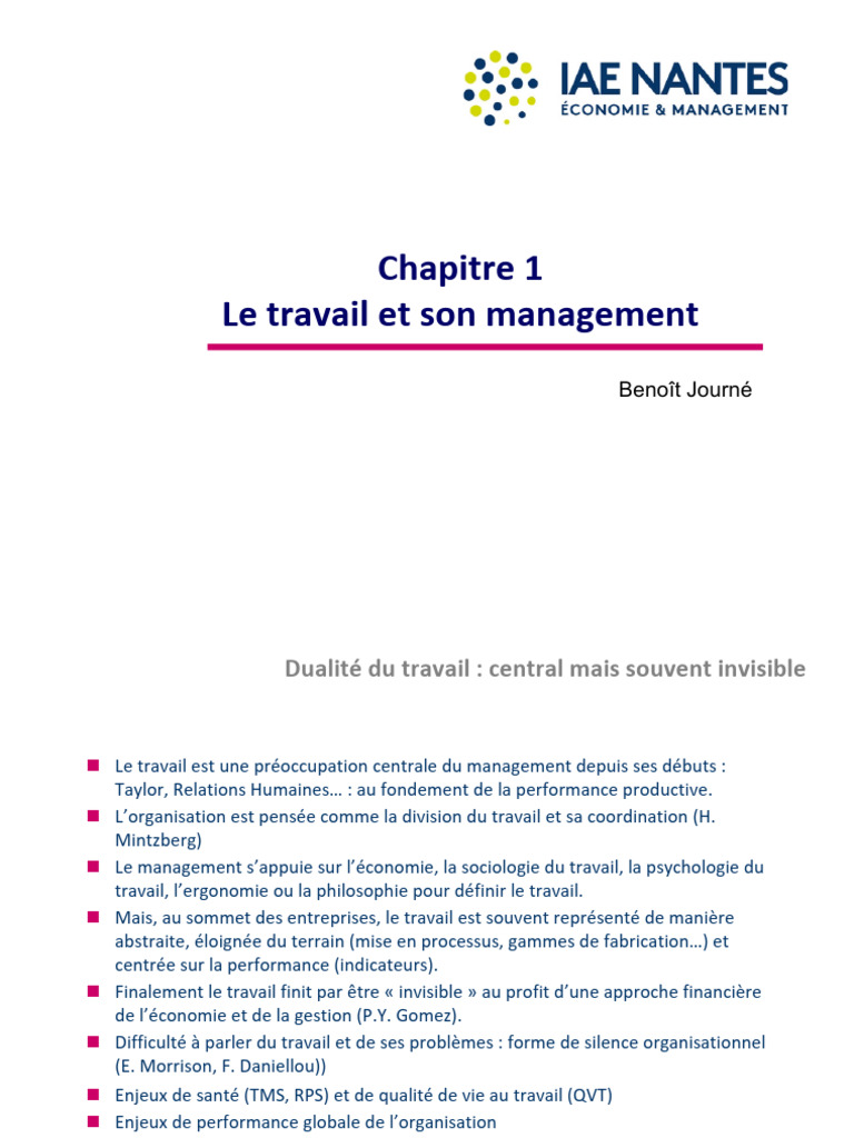 Management du travail : enjeux et perspectives | PDF | Compétence ...