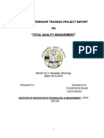 Summer Internship Training Project Report ON "Total Quality Management"