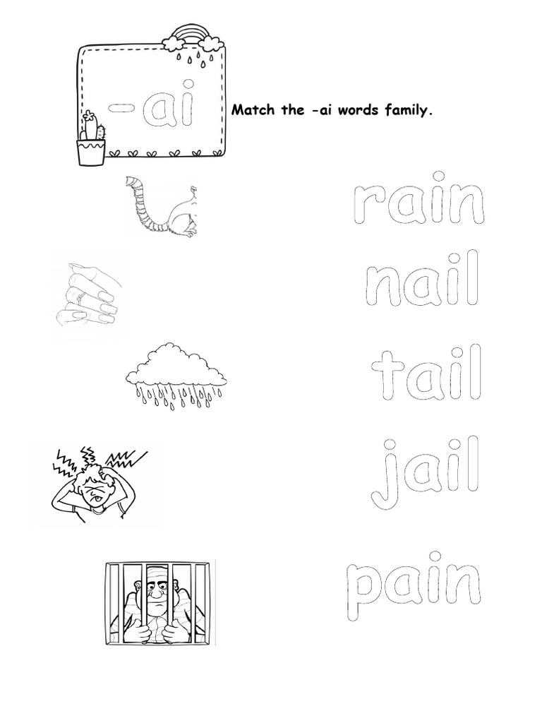 Rain Nail Tail Pain Jail Match The Ai Words Family PDF