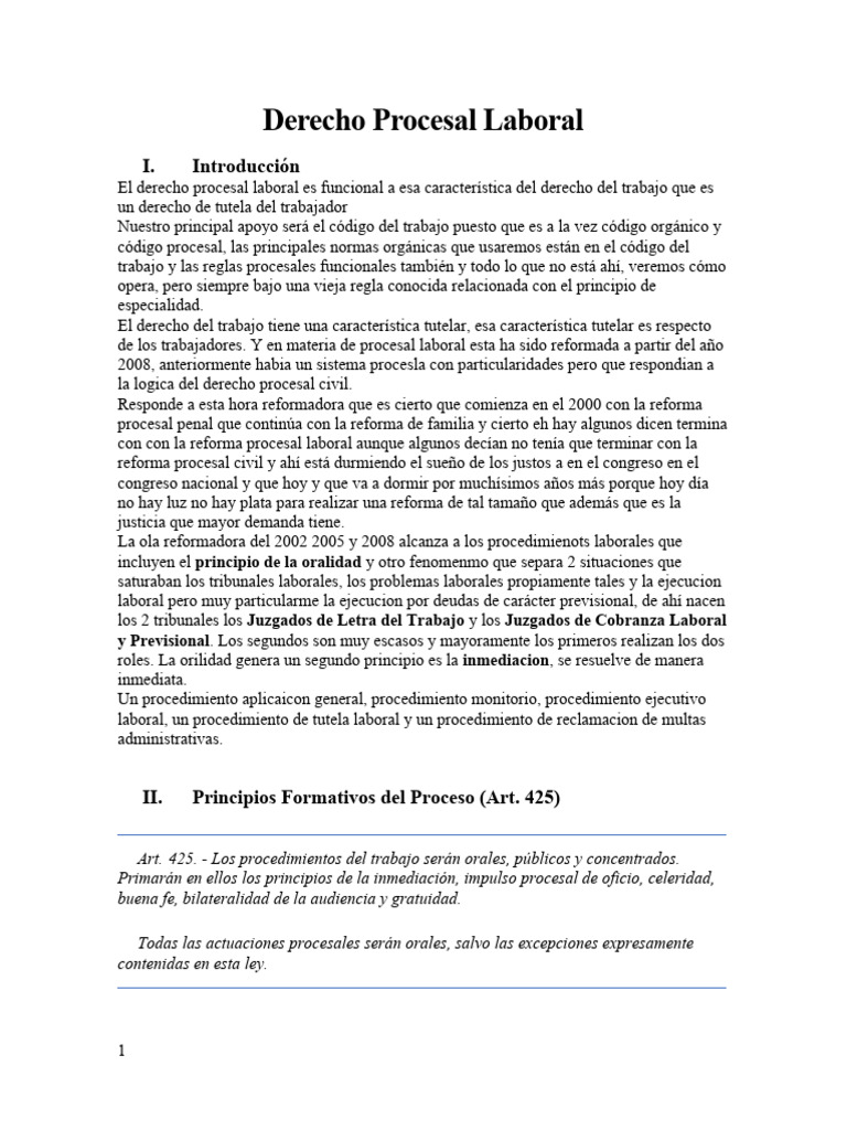 Apuntes Derecho Procesal Laboral | PDF | Ley procesal | Derecho laboral
