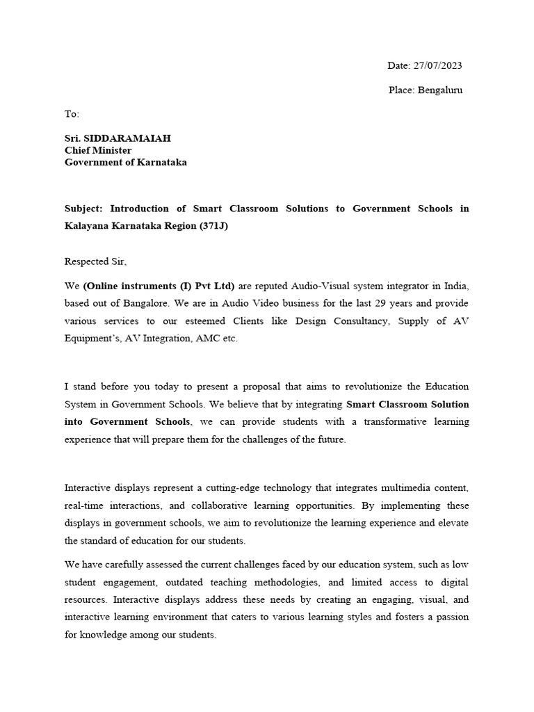 Smart Classroom Solutions For Govt Schools PDF Learning Multimedia