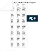 English Irregular Verbs With Phonetic Transcription