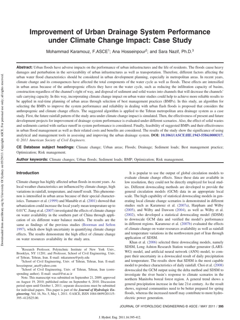 Improvement of Urban Drainage System Performance Under Climate Change ...