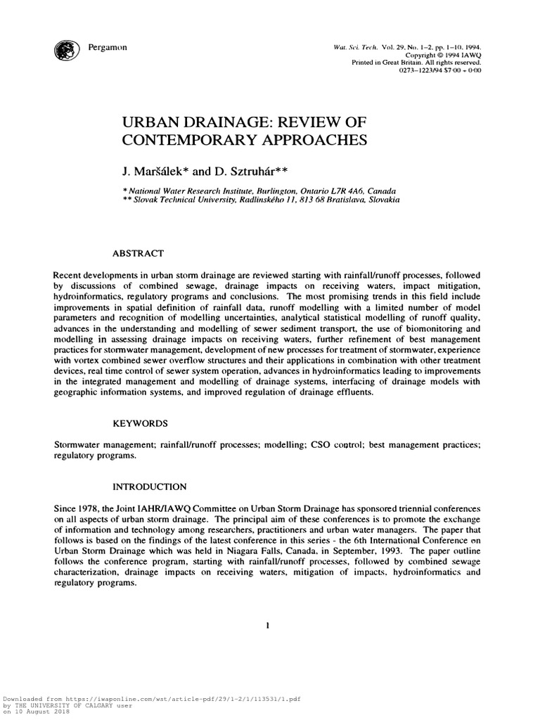 Urban Drainage Review of Contemporary Approaches | PDF | Combined Sewer ...