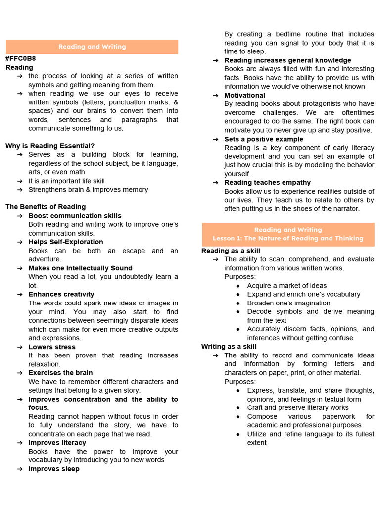 Reading and Writing PDF Thought Literacy