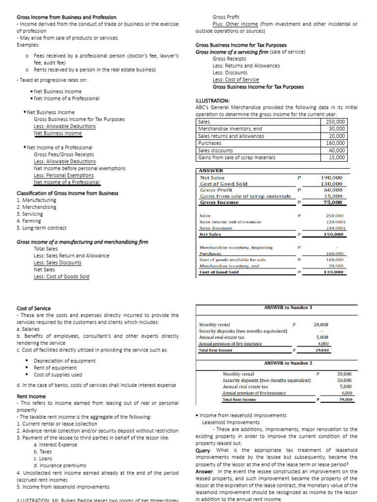 Gross income from business and profession pdf lease gross income