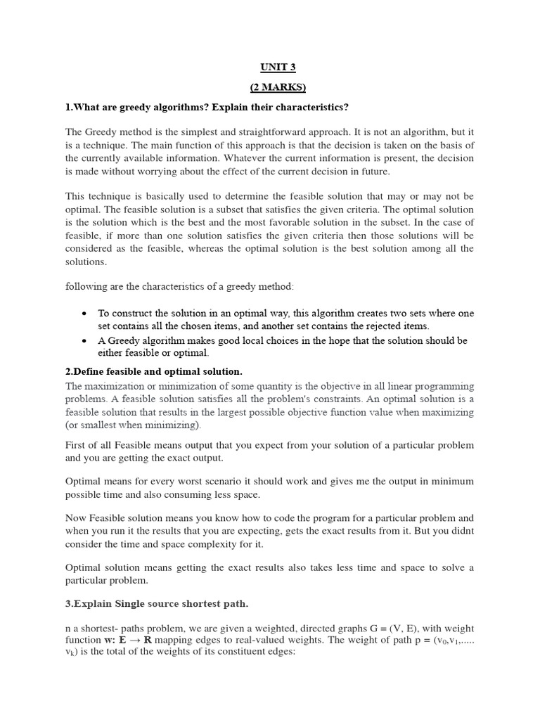 Characteristics of Greedy Algorithms | PDF | Theoretical Computer ...