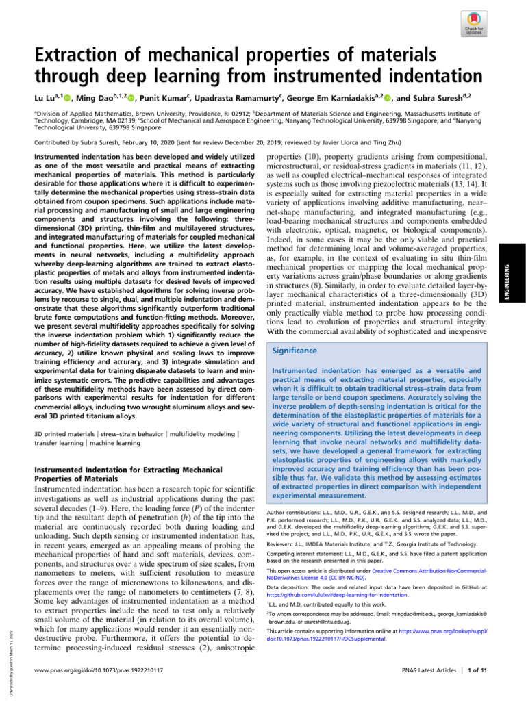 Deep Learning for Material Property Extraction | PDF | Finite Element ...