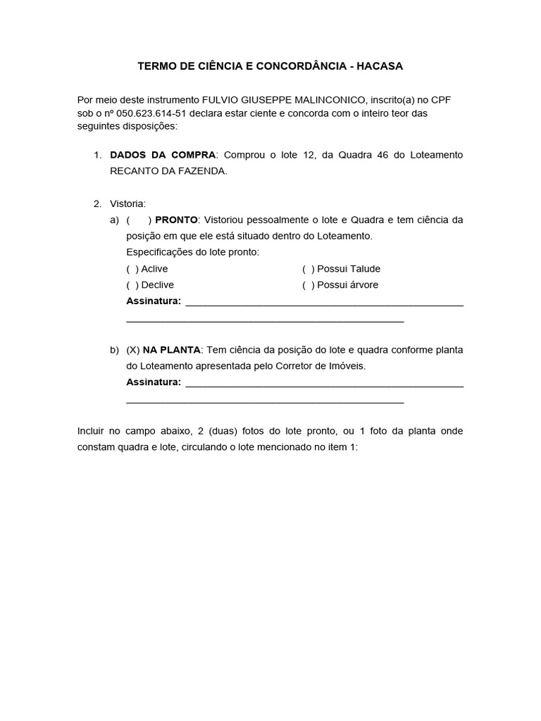 Modelo Hacasa-Termo de Ciência e Concordância | PDF | Science