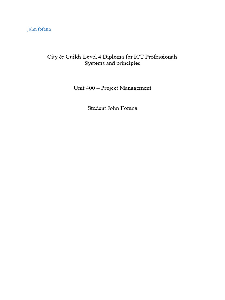 City Guilds 400 Download Free Pdf Project Management Information