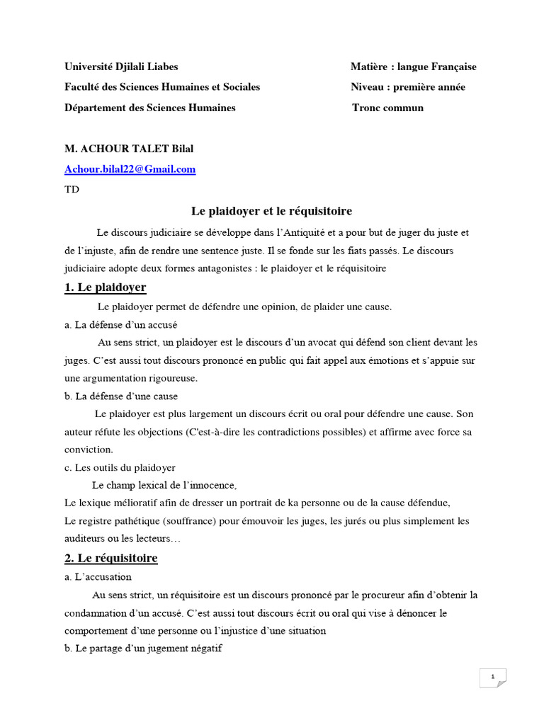 Plaidoyer et réquisitoire en droit | PDF | Justice | Crime et violence