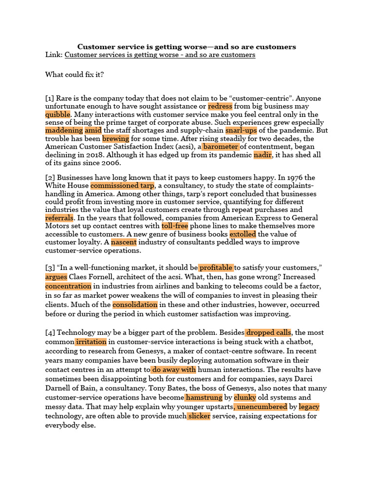 Customer Service Is Getting WorseAnd So Are Customers PDF Troubled