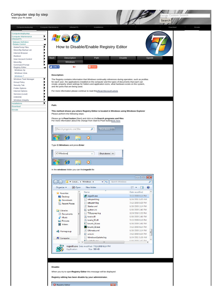 Enable Registry Editor