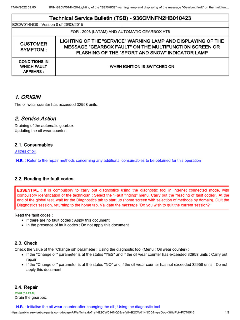 Gearbox Fault TSB for 2008 Models | PDF | Computing