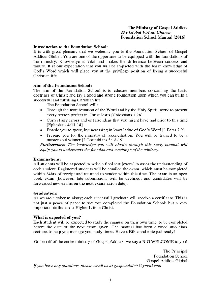 Foundation School Manual 2017 PDF Eternal Life (Christianity) God
