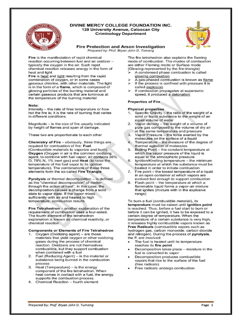 CDI 6 - Fire Protection and Arson Investigation | PDF