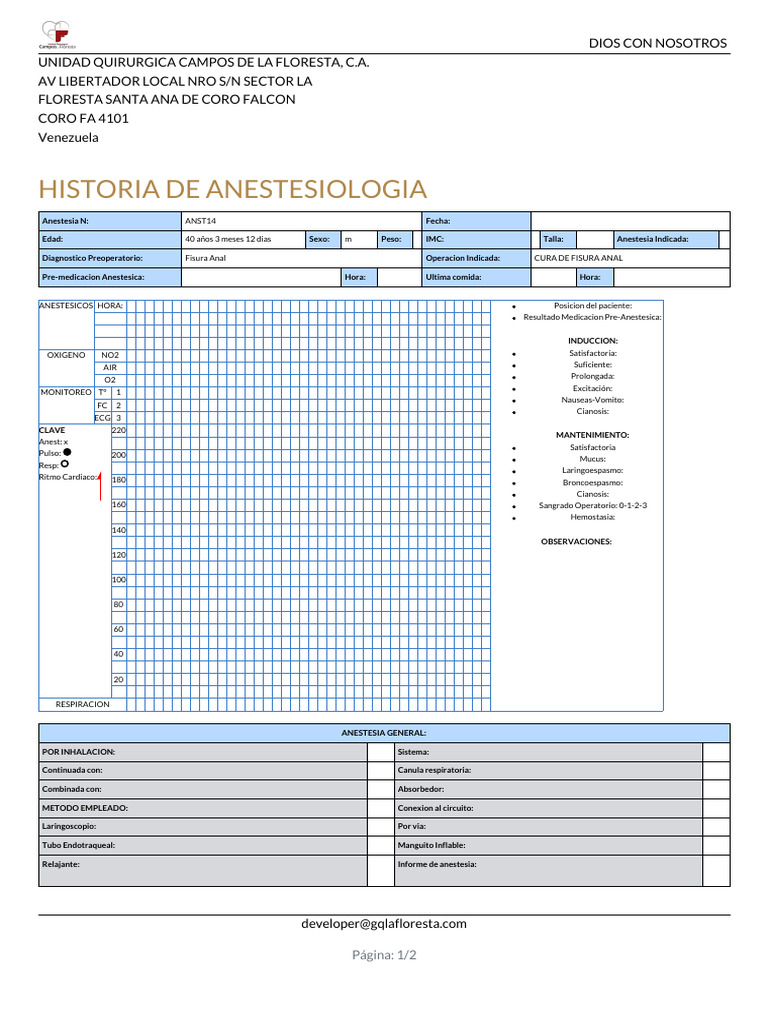 Informe de Anestesiologia PDF Cirugía Anestesia
