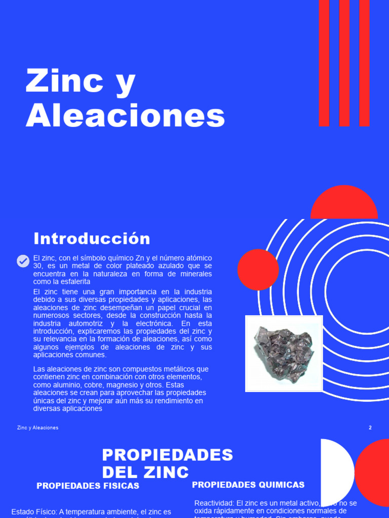Zinc y Aleaciones Def PDF Zinc Aleación