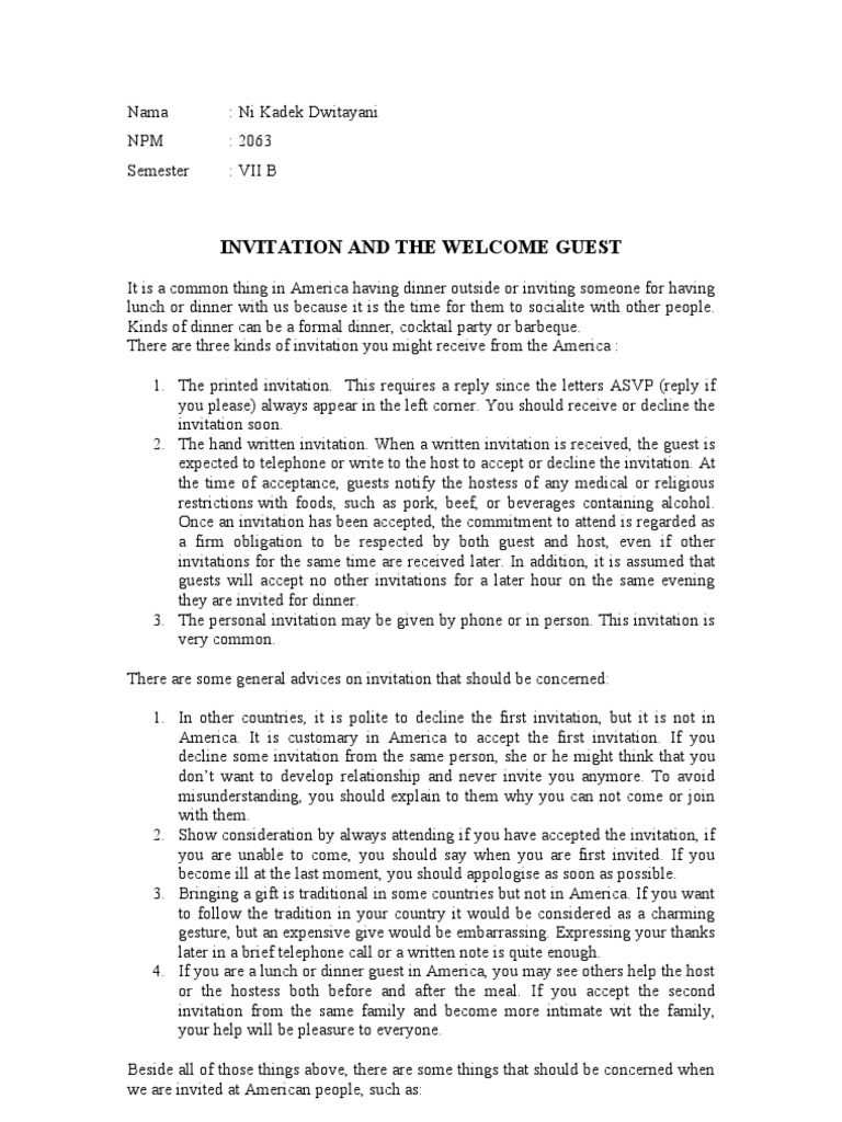 Welcoming Guests: American Dining Etiquette | PDF | Buffet | Nonverbal ...