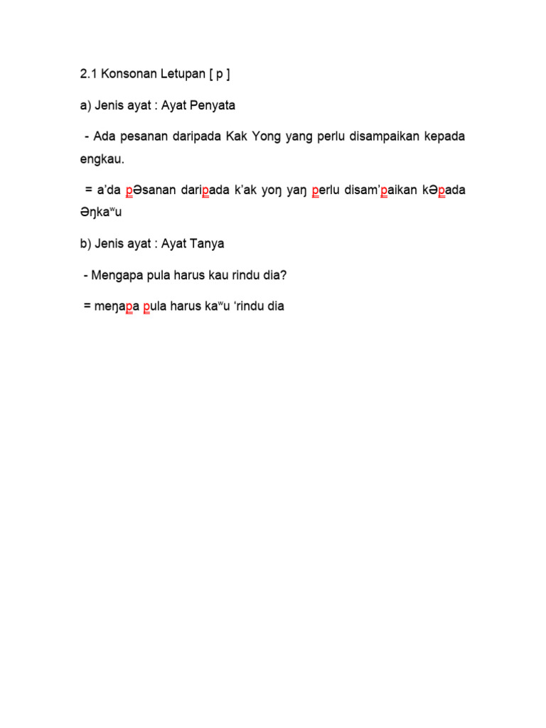 Konsonan Letupan (P) | PDF