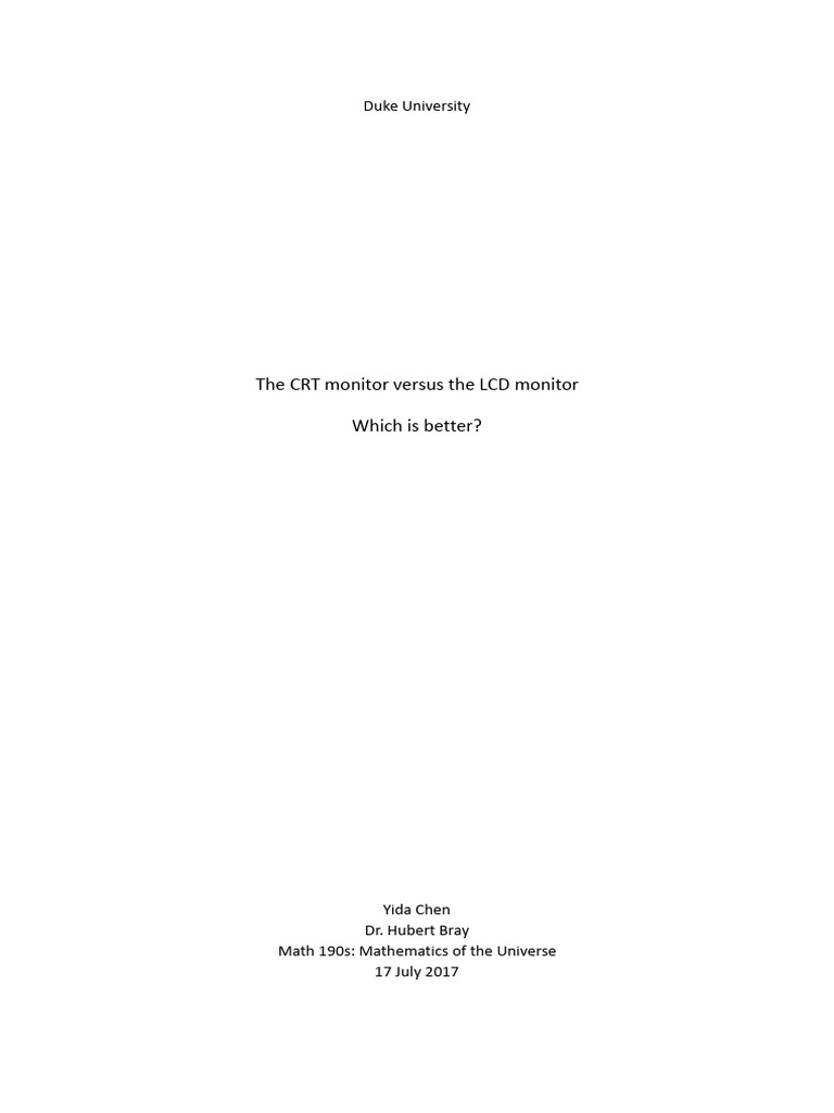 YC Paper1 ComparisonsBetweenCRTandLCD | PDF | Liquid Crystal Display ...