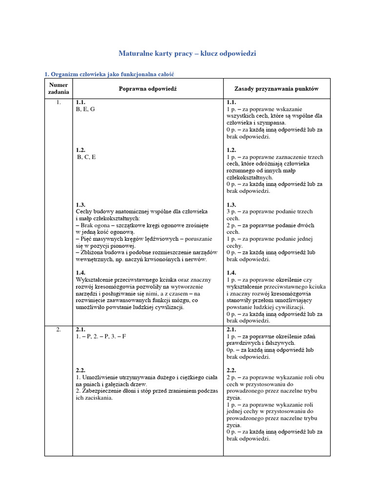 Maturalne Karty Pracy Biologia 2 Klucz Odpowiedzi Pdf Maturalne Karty Pracy 3 Klucz Odpowiedzi | PDF