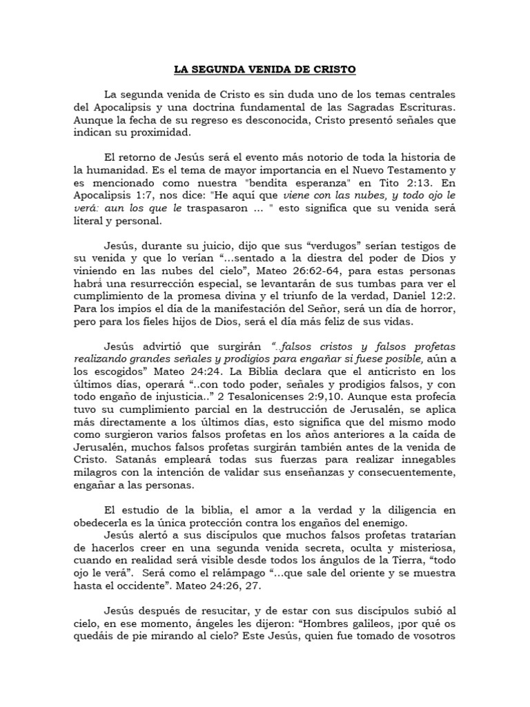 Señales y Promesas de la Segunda Venida | PDF | Cristo (título) | Jesús