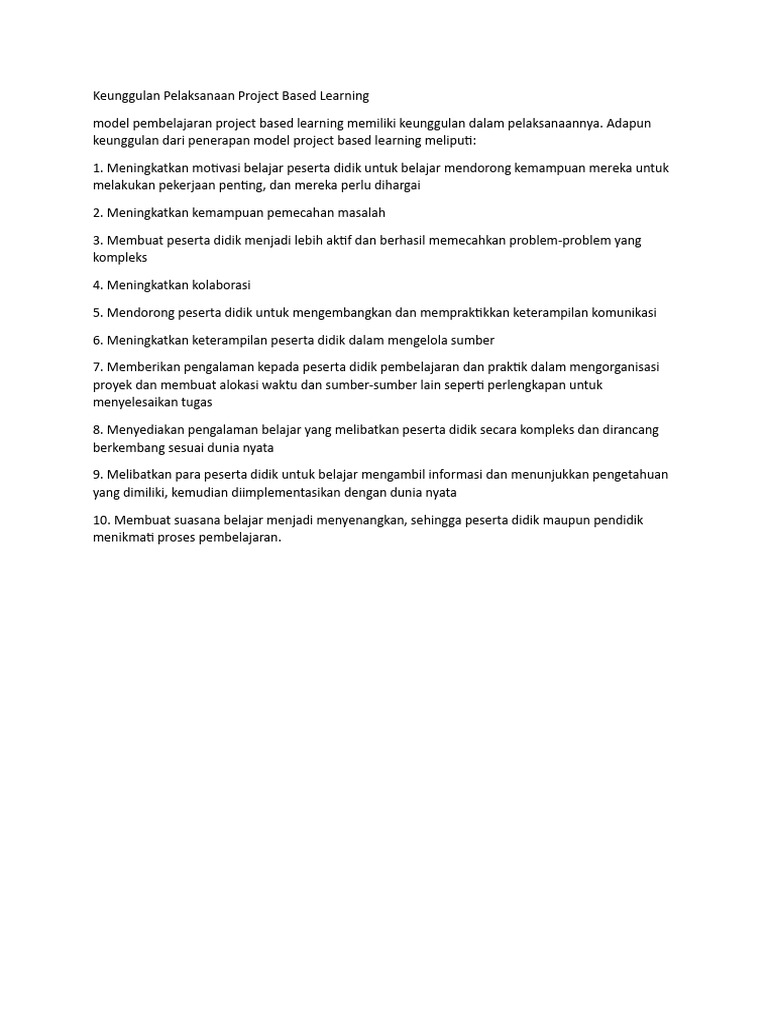 Keunggulan Project Based Learning | PDF