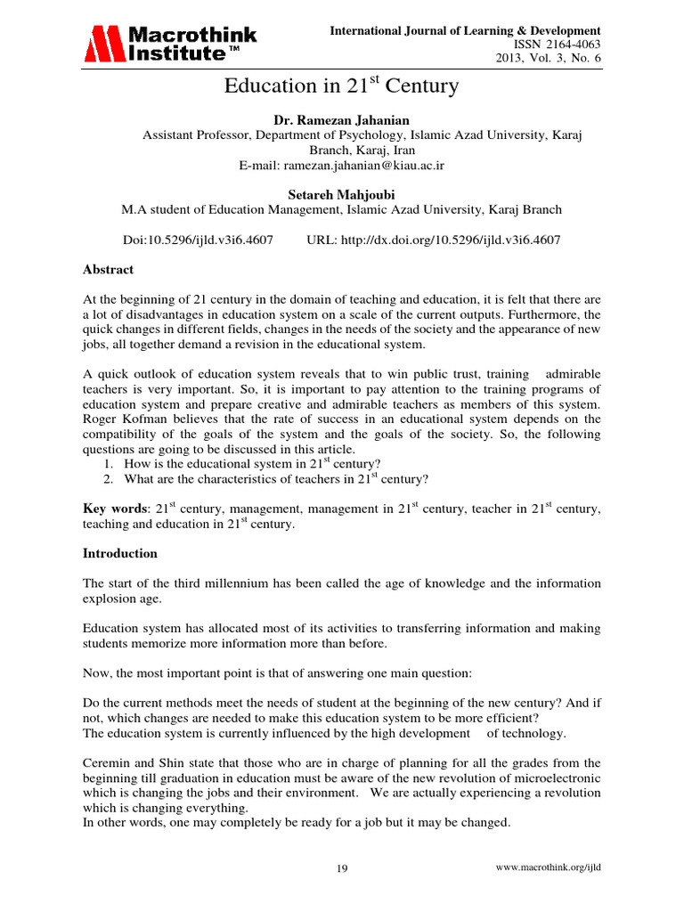 WHAT IS THE PURPOSE OF EDUCATION IN THE 21ST CENTURY PDF visual data 2