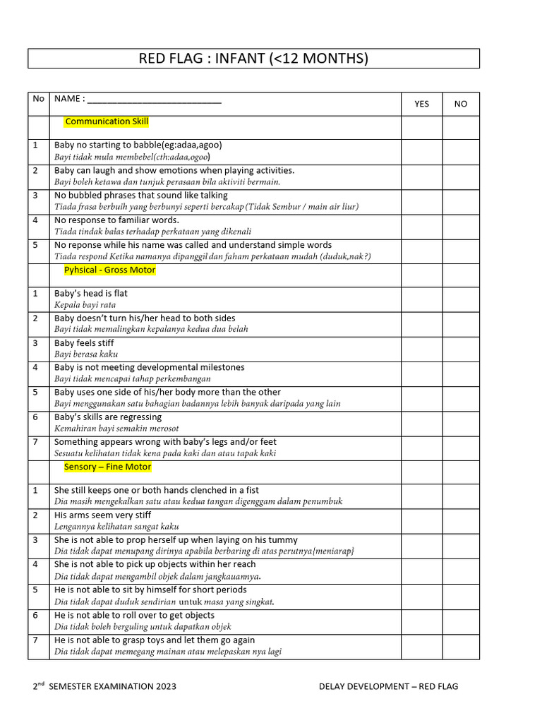 Red Flag Assessement Infant Pdf
