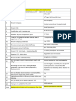 Candidate Summary Sheet