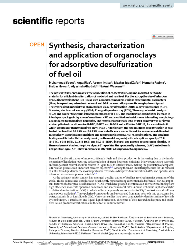 Synthesis Characterization and Application of Orga | PDF | Adsorption ...