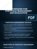 Techniques For Portfolio Management and Evaluation