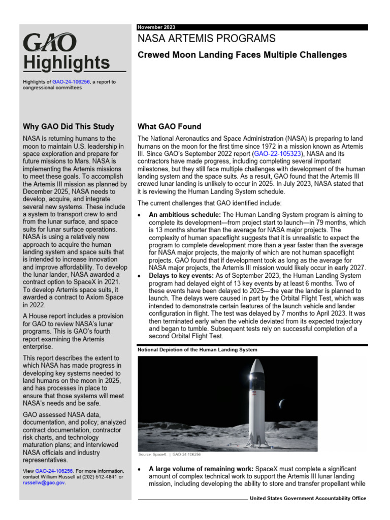 Artemis III Highlight | PDF | Nasa | Space X