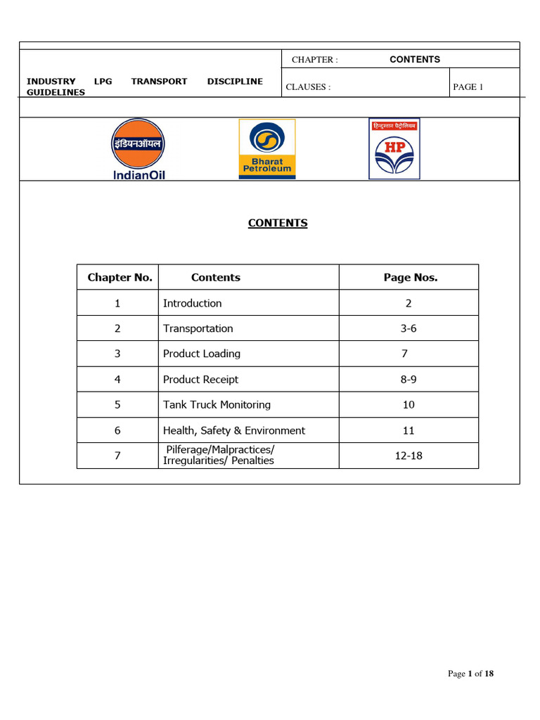Industry LPG Transport Discipline PDF Truck Driver's License