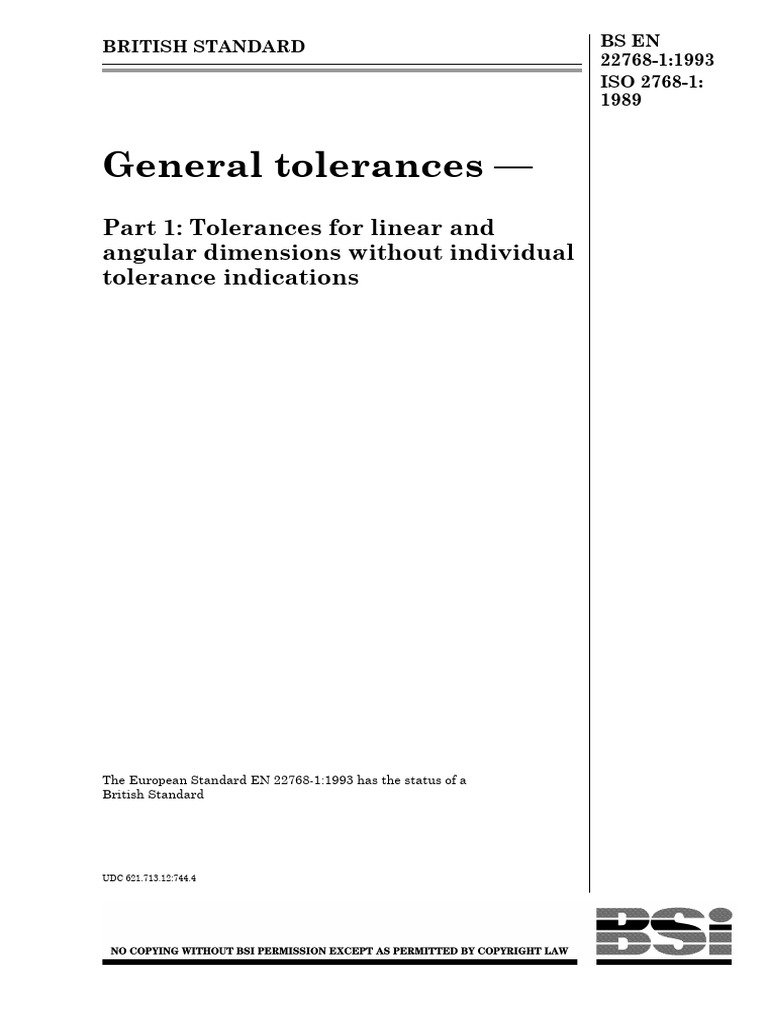 BS en 22768-1 1993 | PDF | Engineering Tolerance | Angle