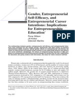 Gender, Entrepreneurial Self-Efficacy, and Entrepreneurial Career Intentions: Implications For Entrepreneurship Education
