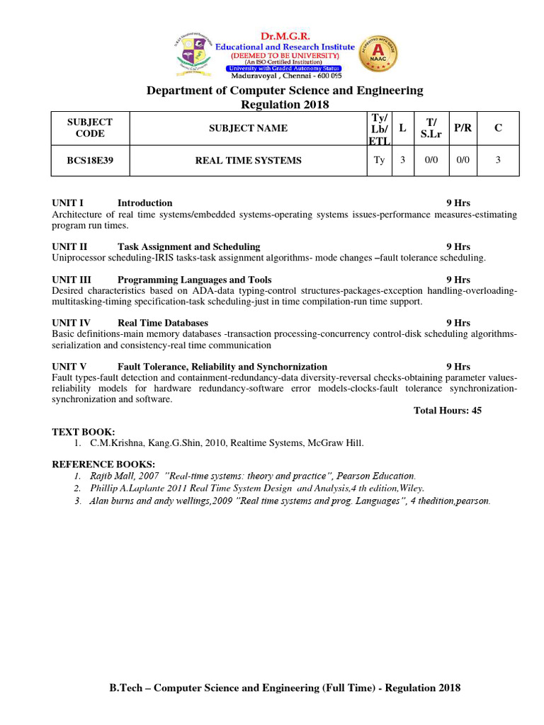 Real Time Systems Course Overview | PDF | Real Time Computing ...
