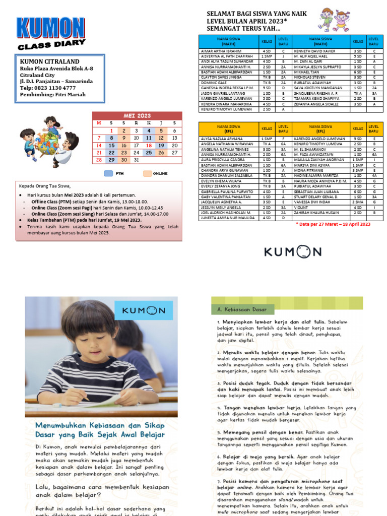 Kumon Class Diary Mei 2023 PDF