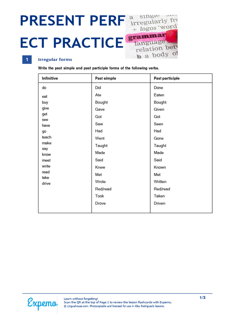 Present Perfect Practice Exercises | PDF | Syntax | Languages