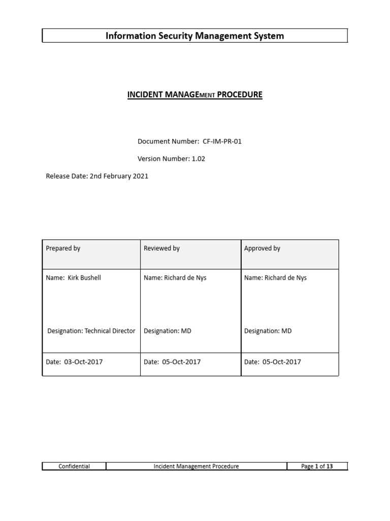 Incident Management Procedure | PDF | Information Security | Computer ...