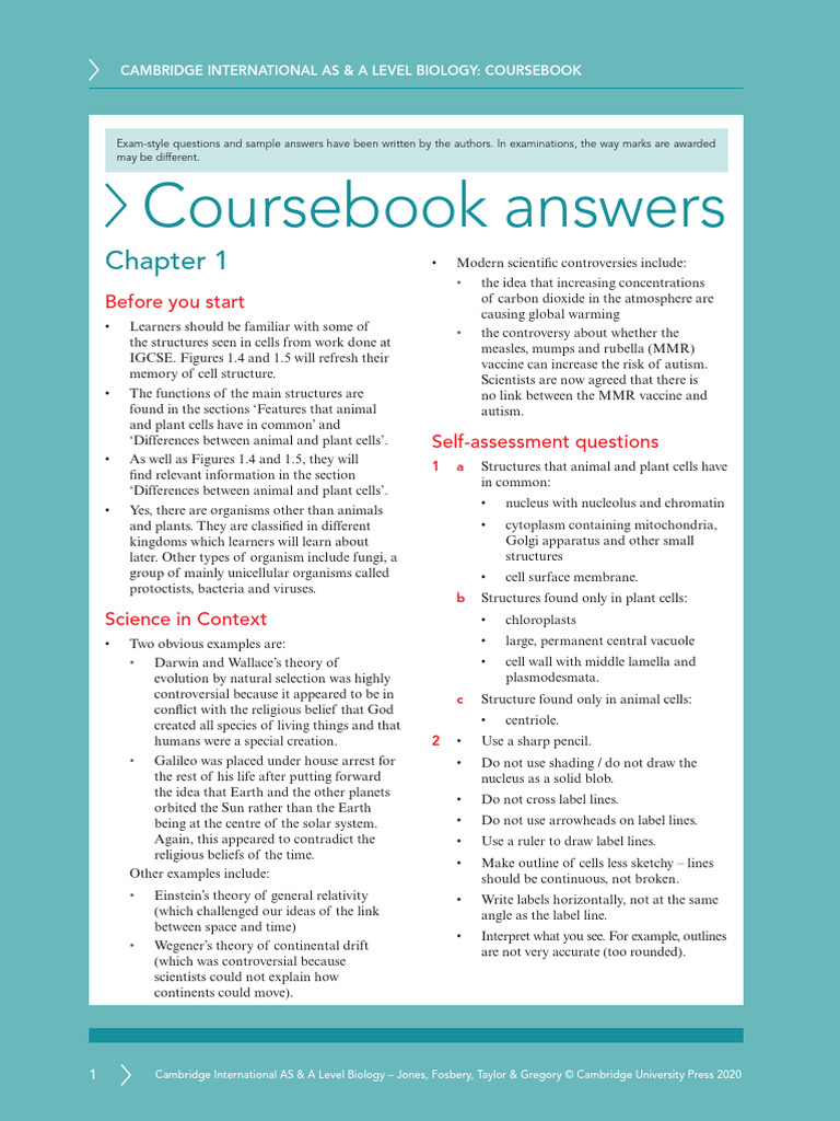 Curated visual reference: Picture Idea: Biology Coursebook Answers As A Level Pdf Cell Biology