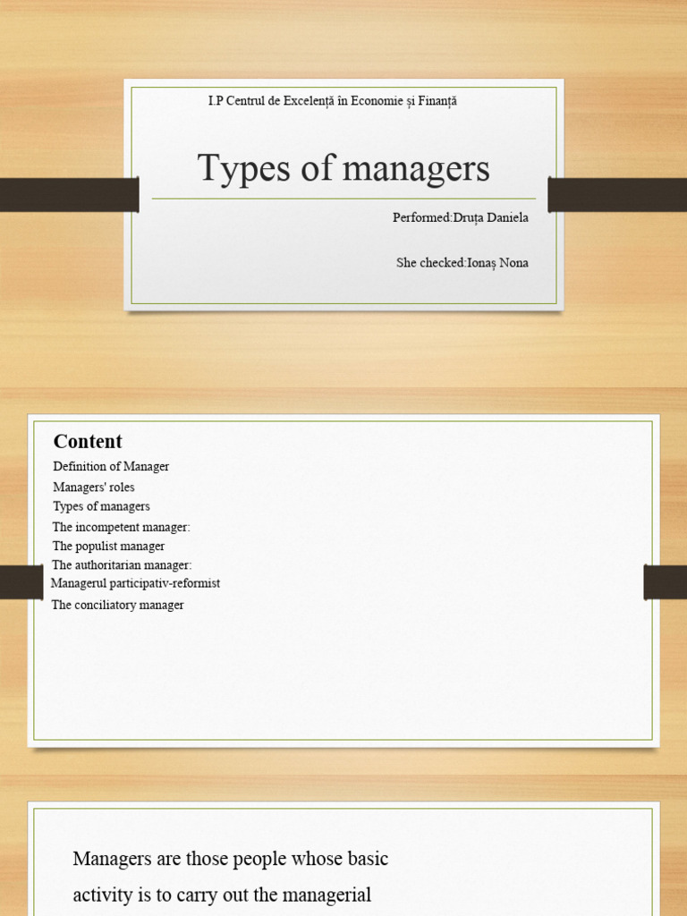 Types Of Managers Pdf