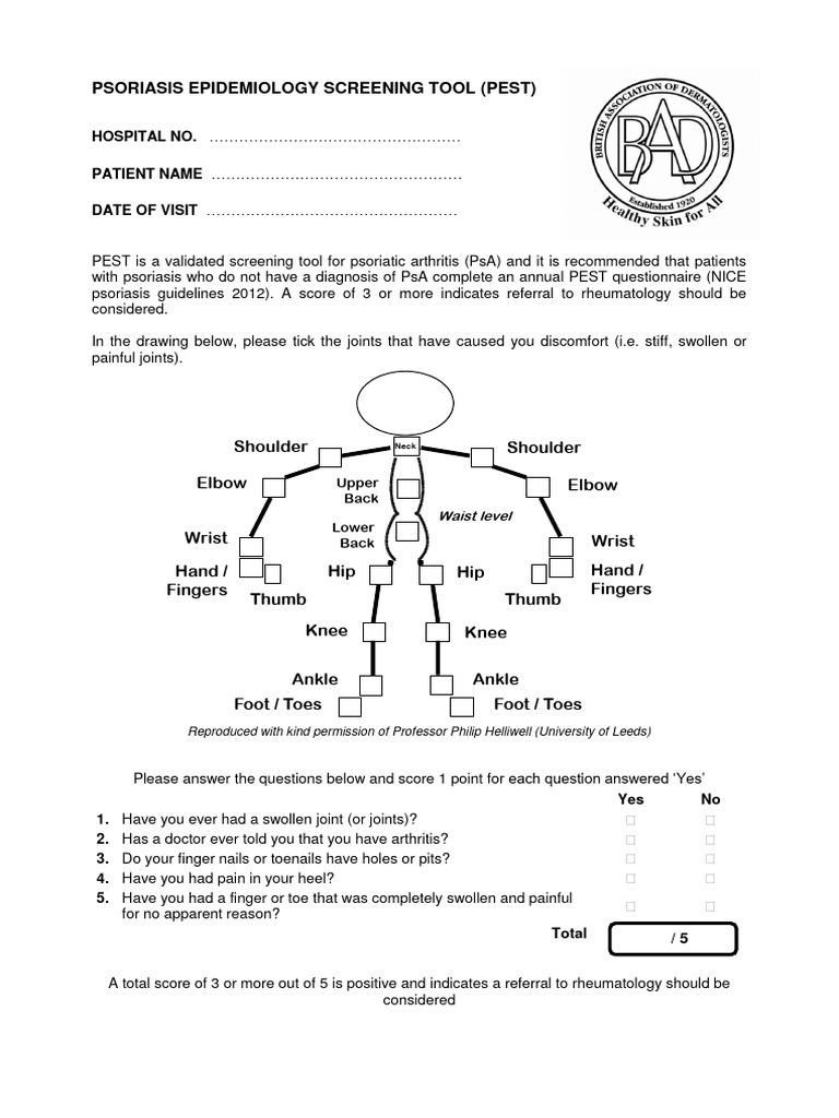 The PEST Screening Questionnaire Updated Aug 2013 v5 | PDF