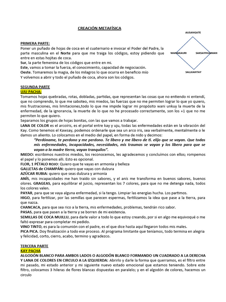 Despacho Ritual Andino de Sanación | PDF