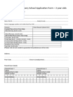 Moss Hall Nursery School Application Form 2 Year Olds